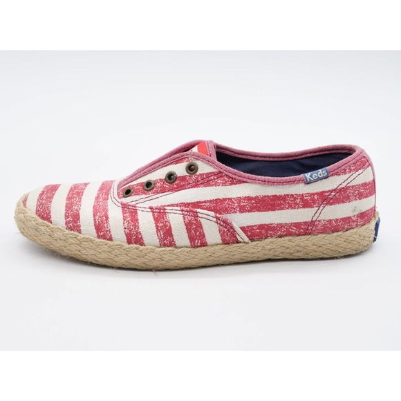Keds Sneakers Womens 5.5 Red Striped Espadrille Slip On Low Top Casual Shoes - Picture 2 of 11